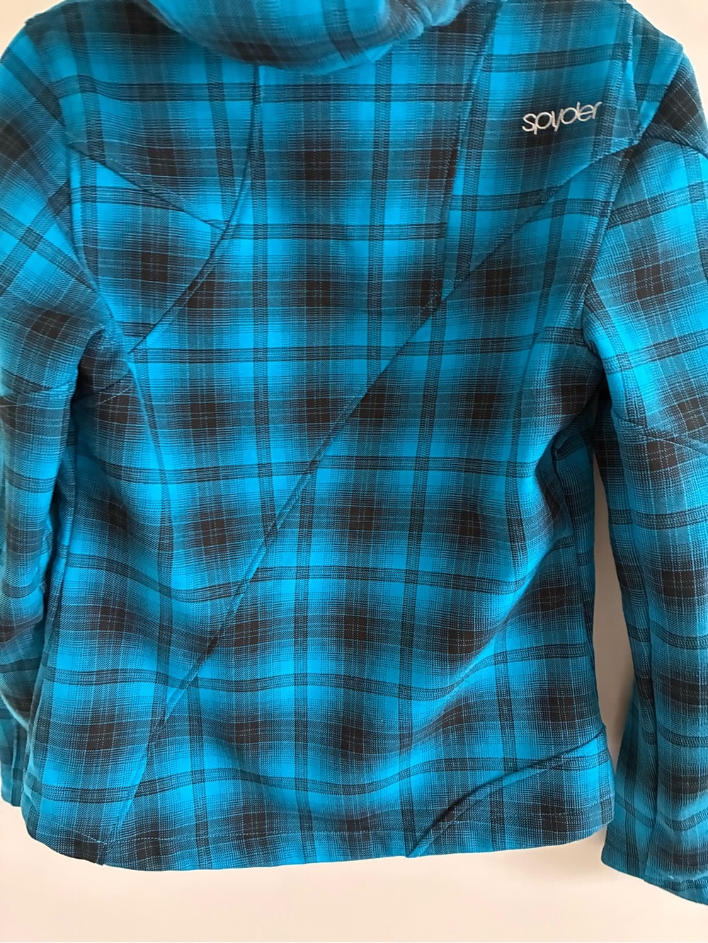 Spyder Blue Plaid Hooded snow Jacket - Picture 9 of 12